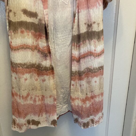 Zara Kimono Pink Tie Dye Smocked Waffle Style Lined Size XS Beachy Boho Chic - Picture 6 of 16